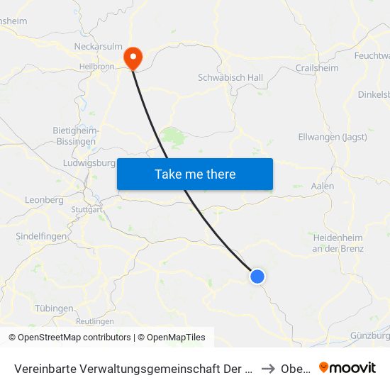 Vereinbarte Verwaltungsgemeinschaft Der Stadt Geislingen An Der Steige to Obersulm map
