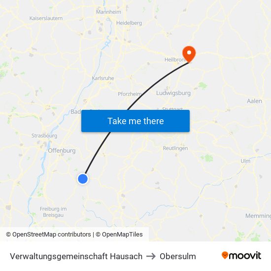 Verwaltungsgemeinschaft Hausach to Obersulm map