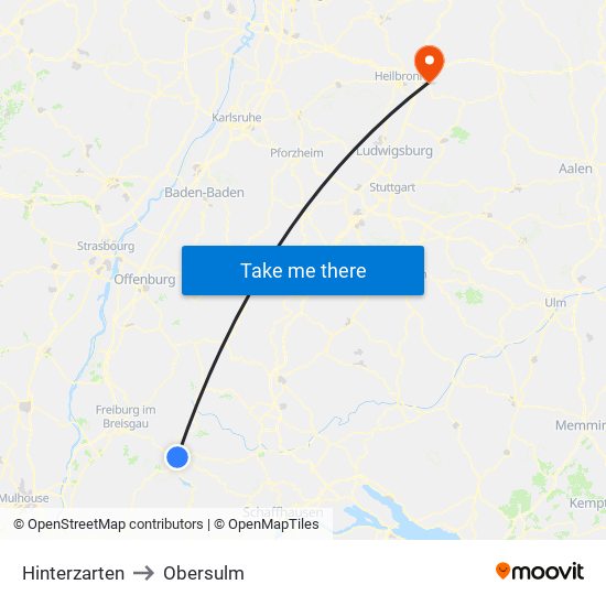 Hinterzarten to Obersulm map