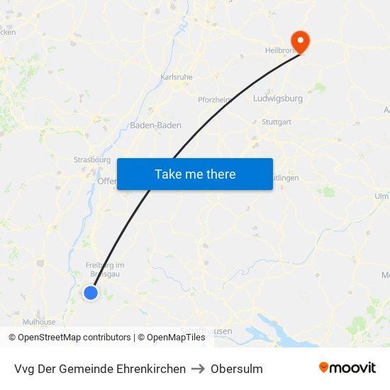 Vvg Der Gemeinde Ehrenkirchen to Obersulm map