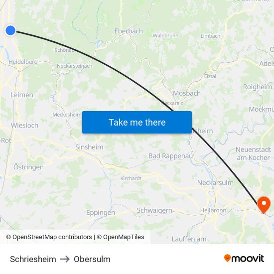 Schriesheim to Obersulm map