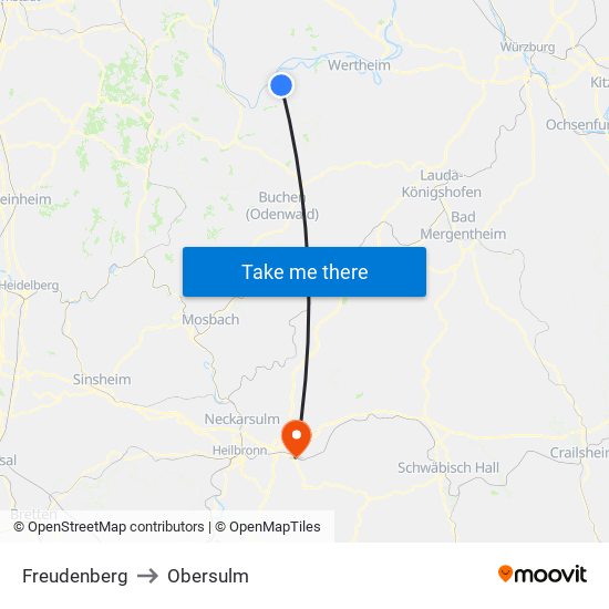 Freudenberg to Obersulm map