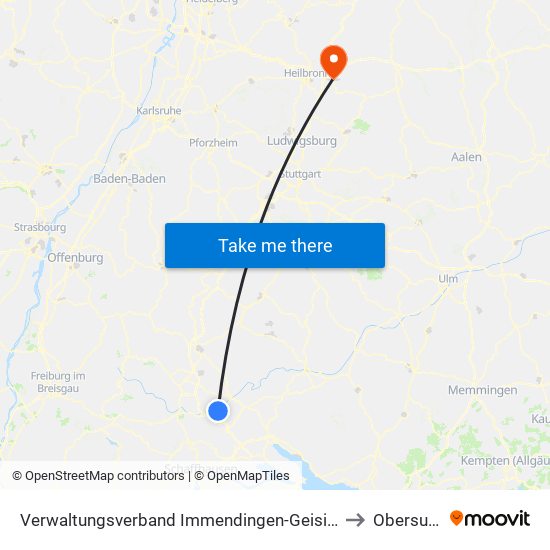 Verwaltungsverband Immendingen-Geisingen to Obersulm map