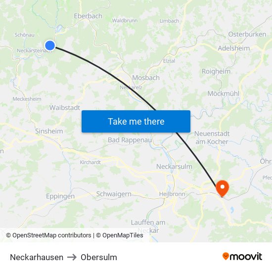 Neckarhausen to Obersulm map