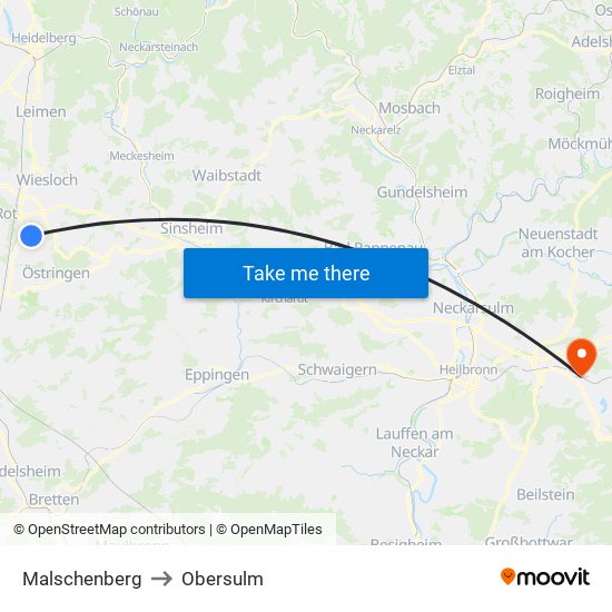 Malschenberg to Obersulm map