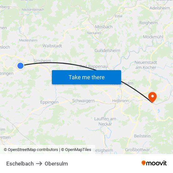 Eschelbach to Obersulm map