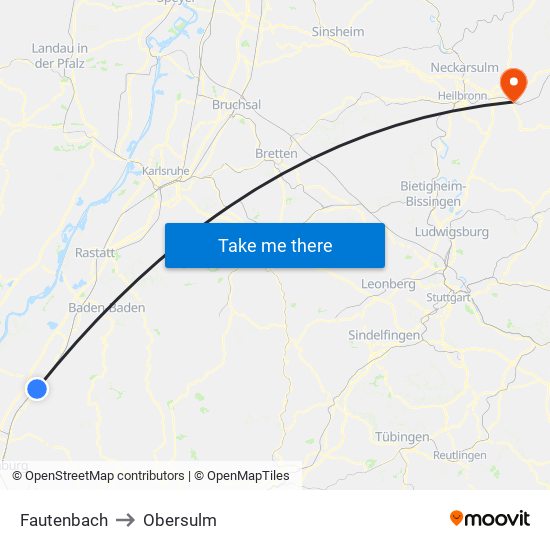 Fautenbach to Obersulm map