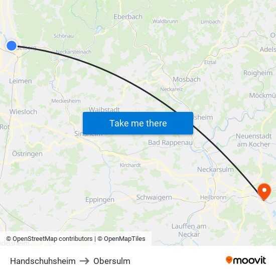 Handschuhsheim to Obersulm map