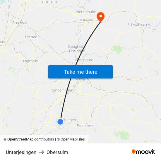 Unterjesingen to Obersulm map