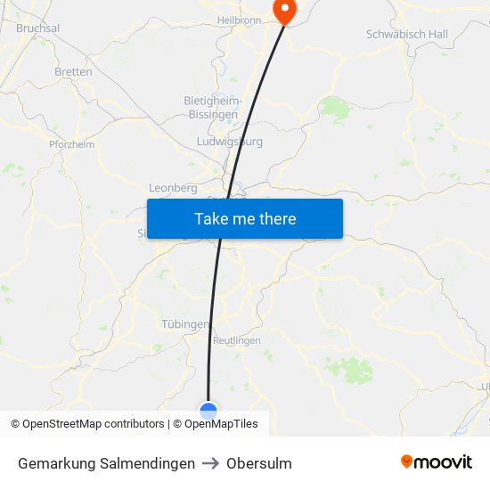 Gemarkung Salmendingen to Obersulm map