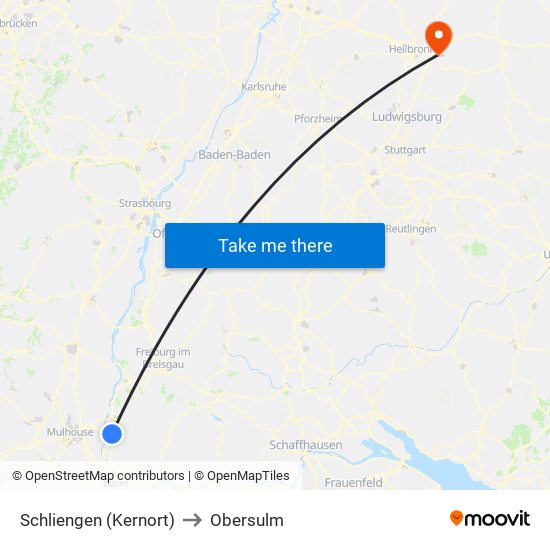 Schliengen (Kernort) to Obersulm map