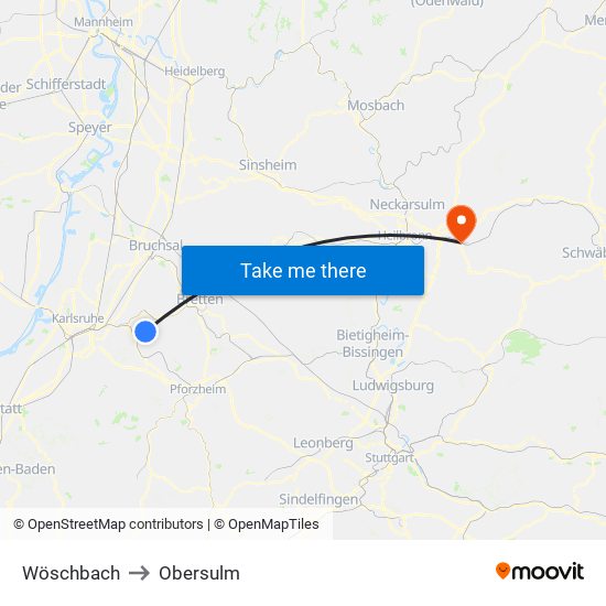 Wöschbach to Obersulm map