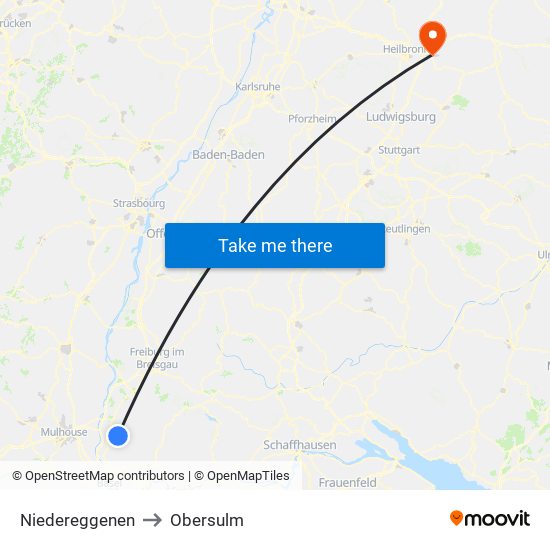 Niedereggenen to Obersulm map