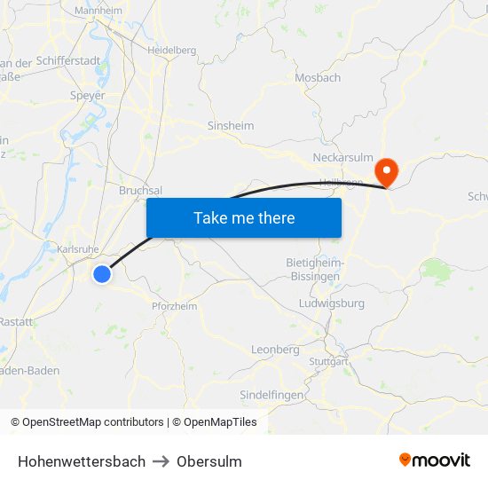 Hohenwettersbach to Obersulm map