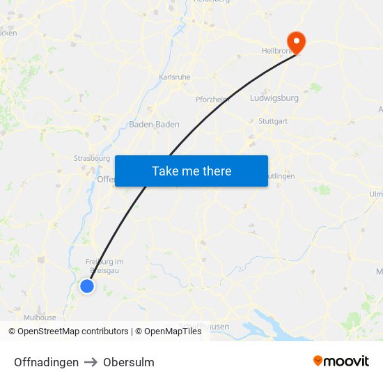 Offnadingen to Obersulm map