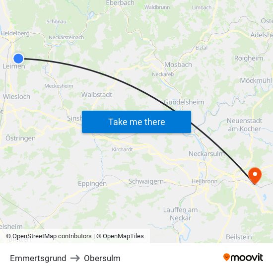 Emmertsgrund to Obersulm map