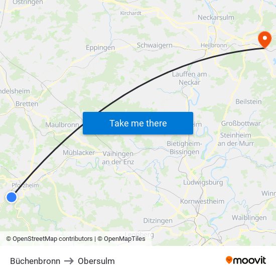 Büchenbronn to Obersulm map