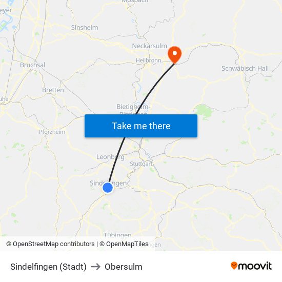 Sindelfingen (Stadt) to Obersulm map