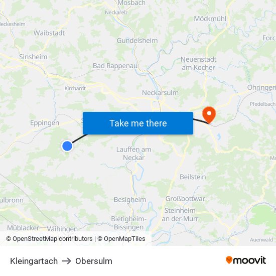 Kleingartach to Obersulm map