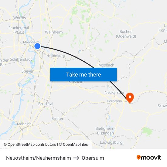 Neuostheim/Neuhermsheim to Obersulm map