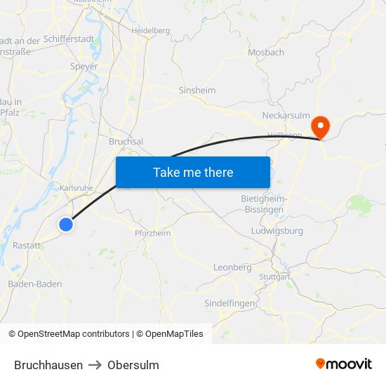 Bruchhausen to Obersulm map