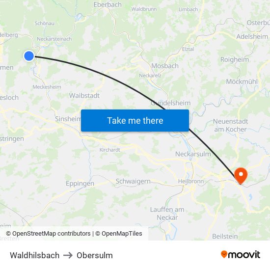 Waldhilsbach to Obersulm map