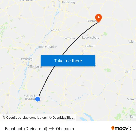 Eschbach (Dreisamtal) to Obersulm map