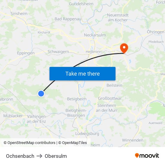 Ochsenbach to Obersulm map