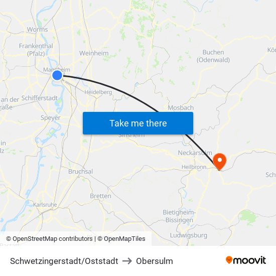 Schwetzingerstadt/Oststadt to Obersulm map