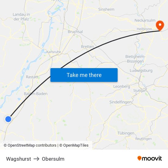 Wagshurst to Obersulm map