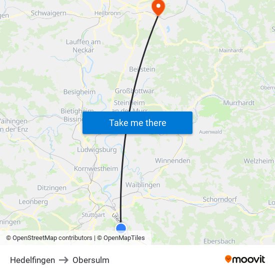 Hedelfingen to Obersulm map