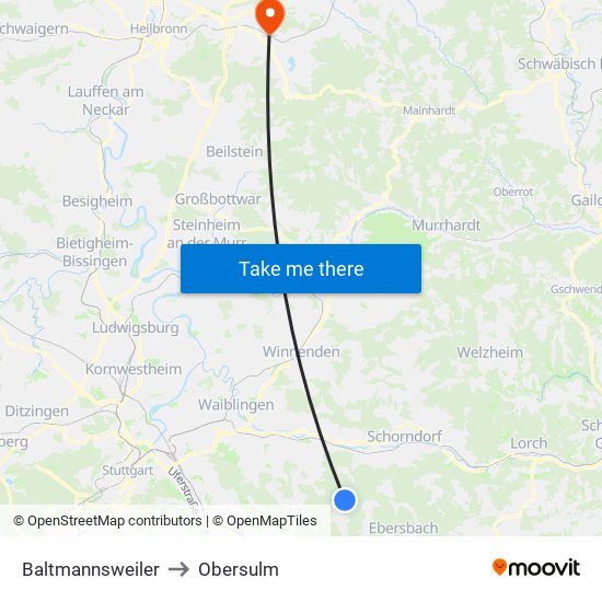 Baltmannsweiler to Obersulm map