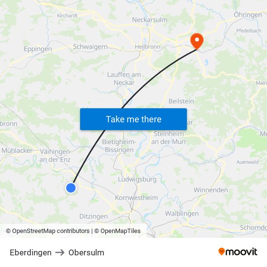 Eberdingen to Obersulm map