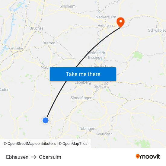 Ebhausen to Obersulm map