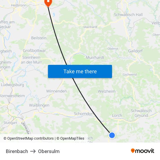 Birenbach to Obersulm map