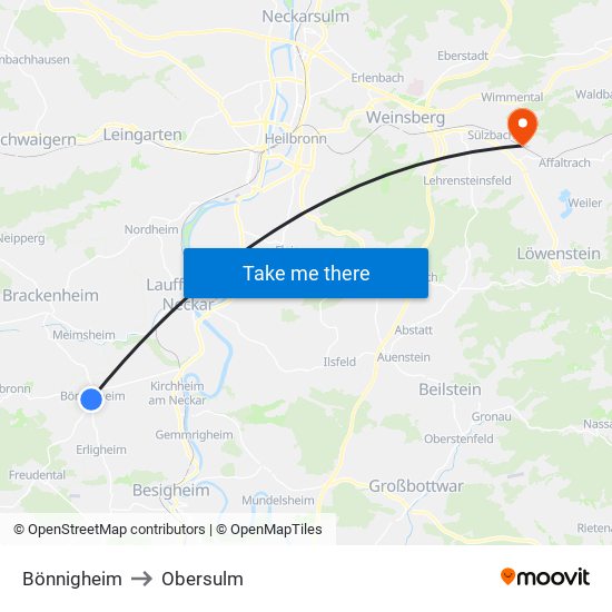 Bönnigheim to Obersulm map
