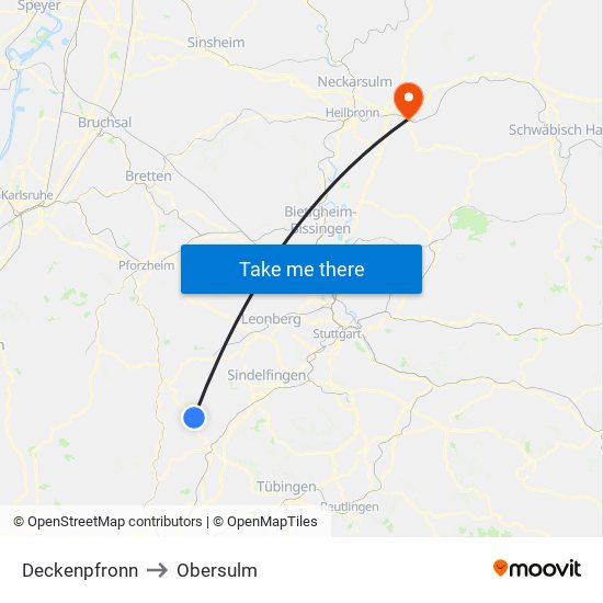 Deckenpfronn to Obersulm map