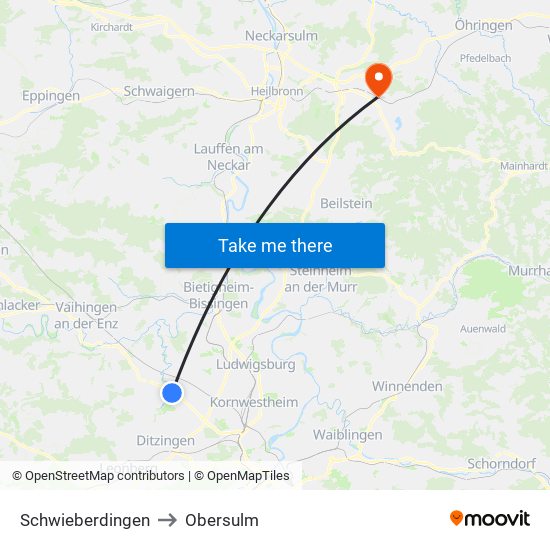 Schwieberdingen to Obersulm map