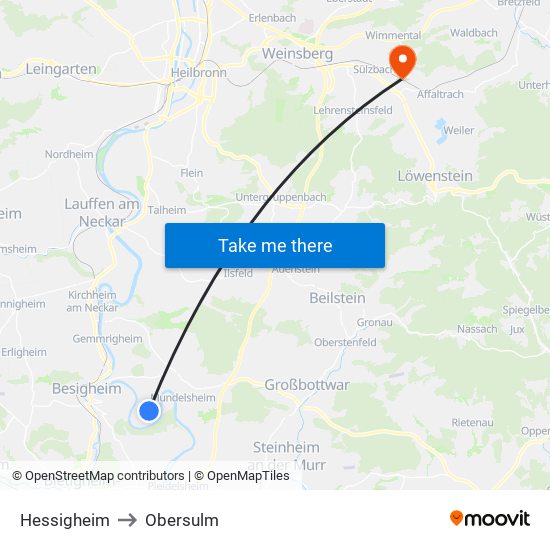 Hessigheim to Obersulm map