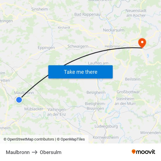 Maulbronn to Obersulm map