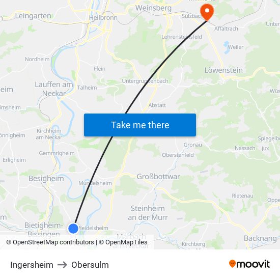 Ingersheim to Obersulm map