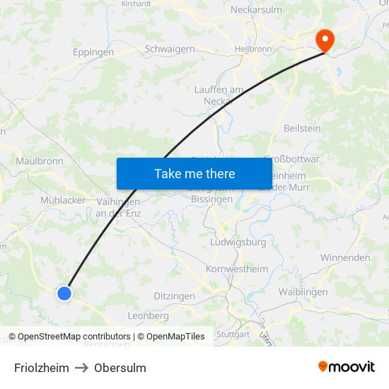 Friolzheim to Obersulm map