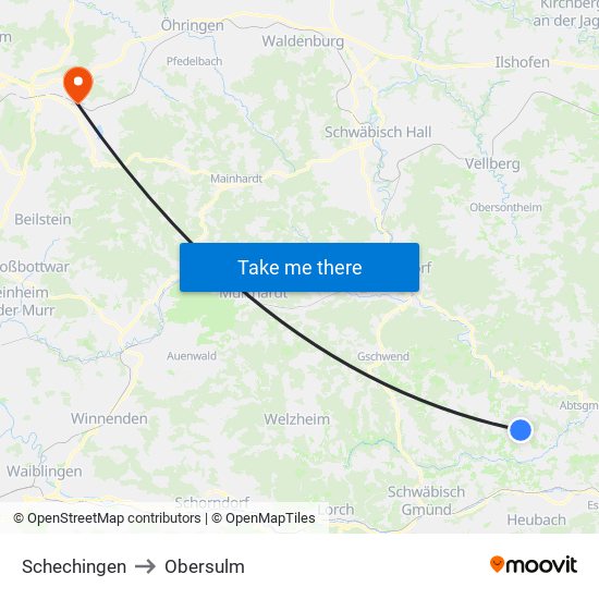 Schechingen to Obersulm map