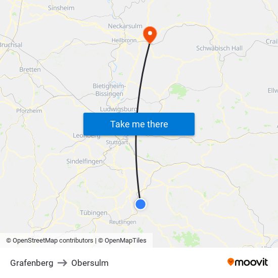 Grafenberg to Obersulm map