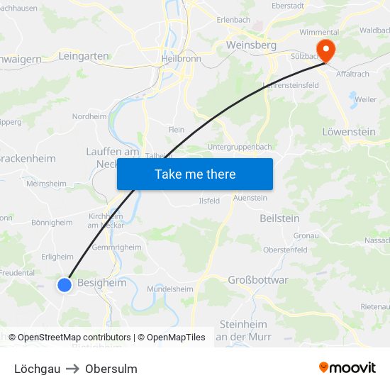 Löchgau to Obersulm map