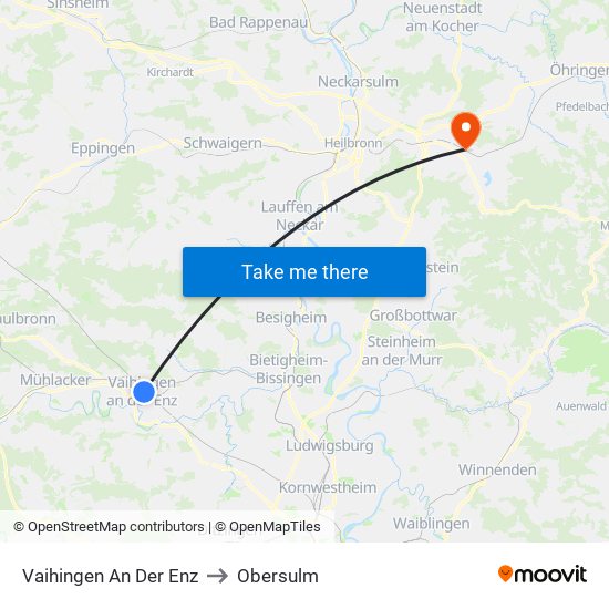 Vaihingen An Der Enz to Obersulm map