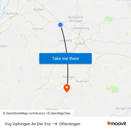 Vvg Vaihingen An Der Enz to Ofterdingen map