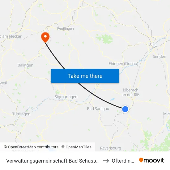 Verwaltungsgemeinschaft Bad Schussenried to Ofterdingen map