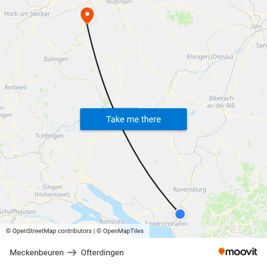 Meckenbeuren to Ofterdingen map