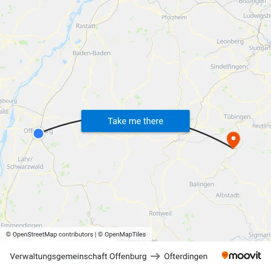 Verwaltungsgemeinschaft Offenburg to Ofterdingen map